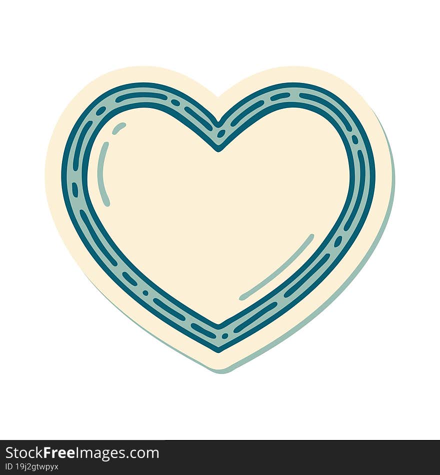 sticker of tattoo in traditional style of a heart. sticker of tattoo in traditional style of a heart