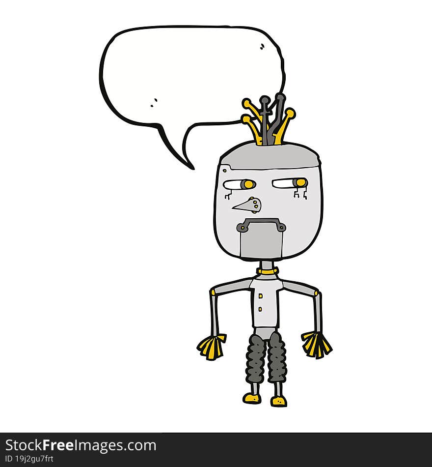 Cartoon Robot With Speech Bubble