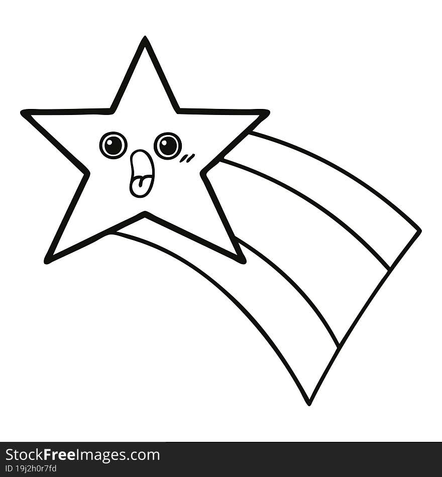 line drawing cartoon shooting rainbow star