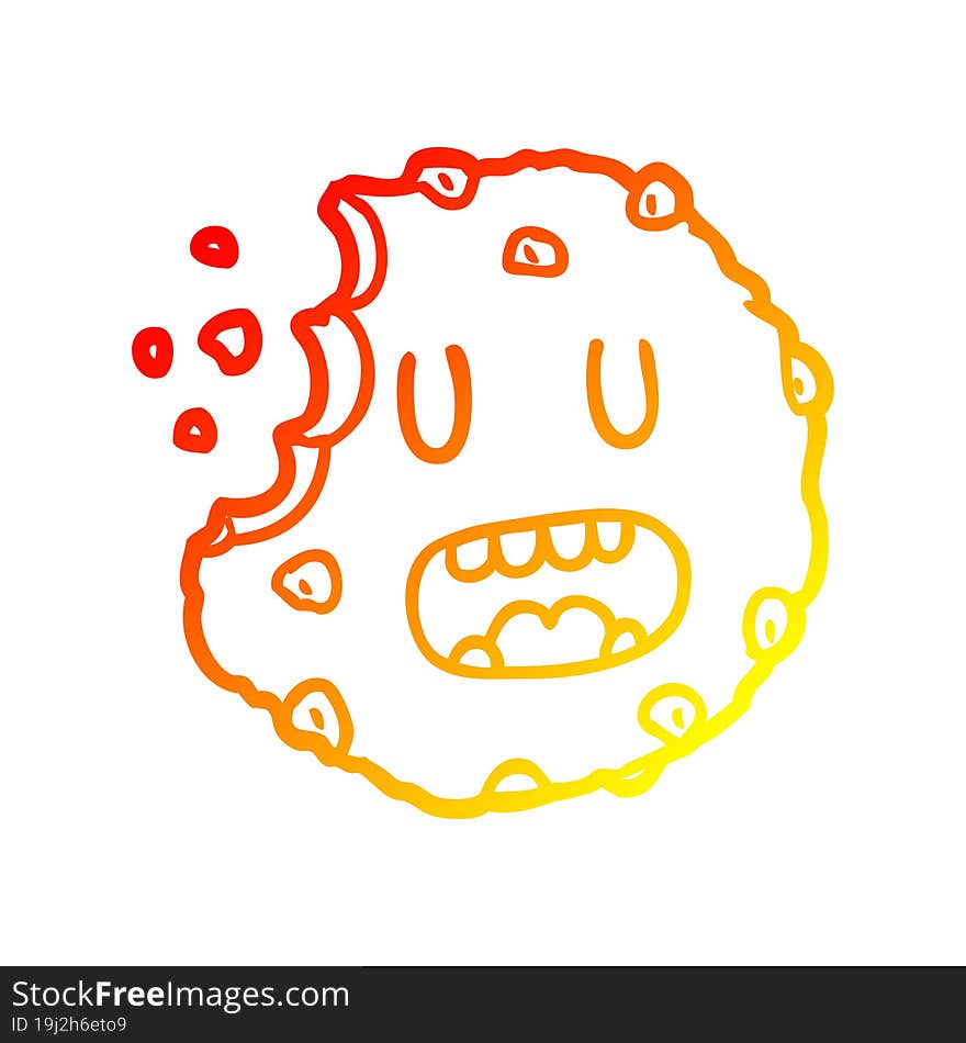 warm gradient line drawing Cartoon cookie