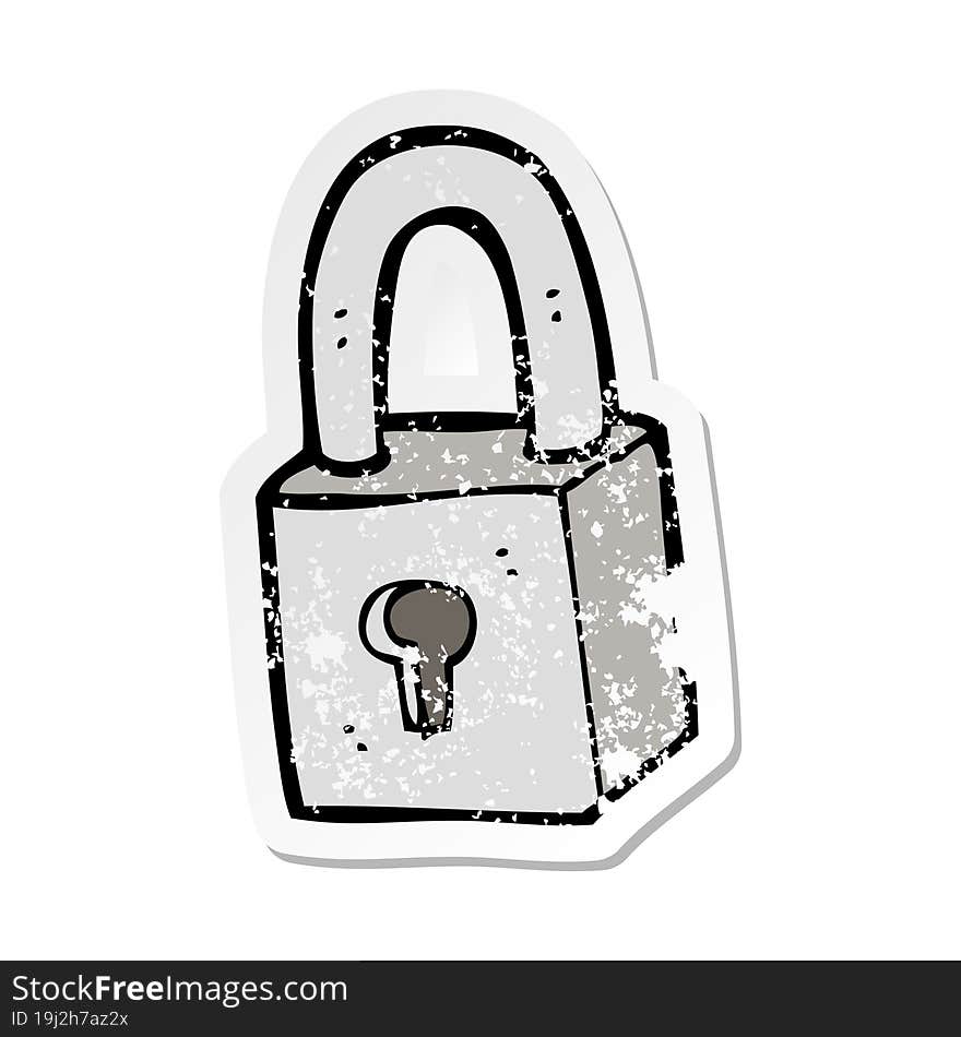 retro distressed sticker of a cartoon padlock