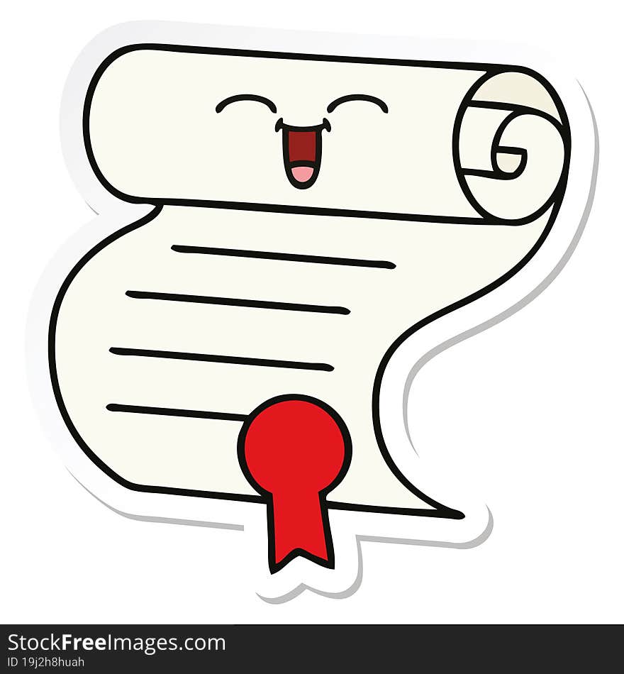 sticker of a cute cartoon contract