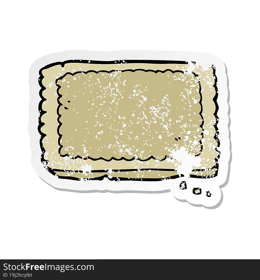 distressed sticker of a cartoon biscuit