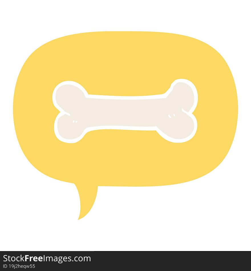 cartoon bone and speech bubble in retro style