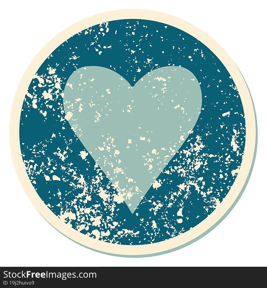 iconic distressed sticker tattoo style image of a heart. iconic distressed sticker tattoo style image of a heart