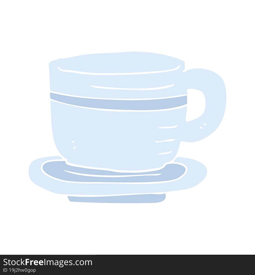 flat color illustration of a cartoon cup and saucer