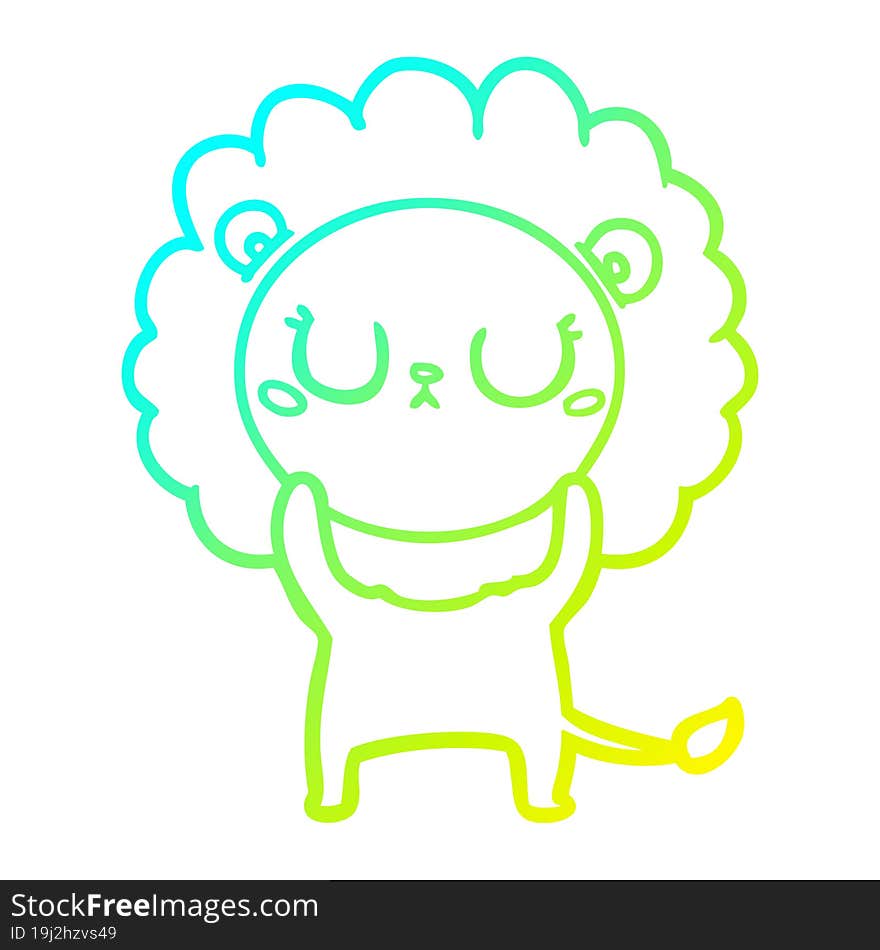 cold gradient line drawing of a cartoon lion