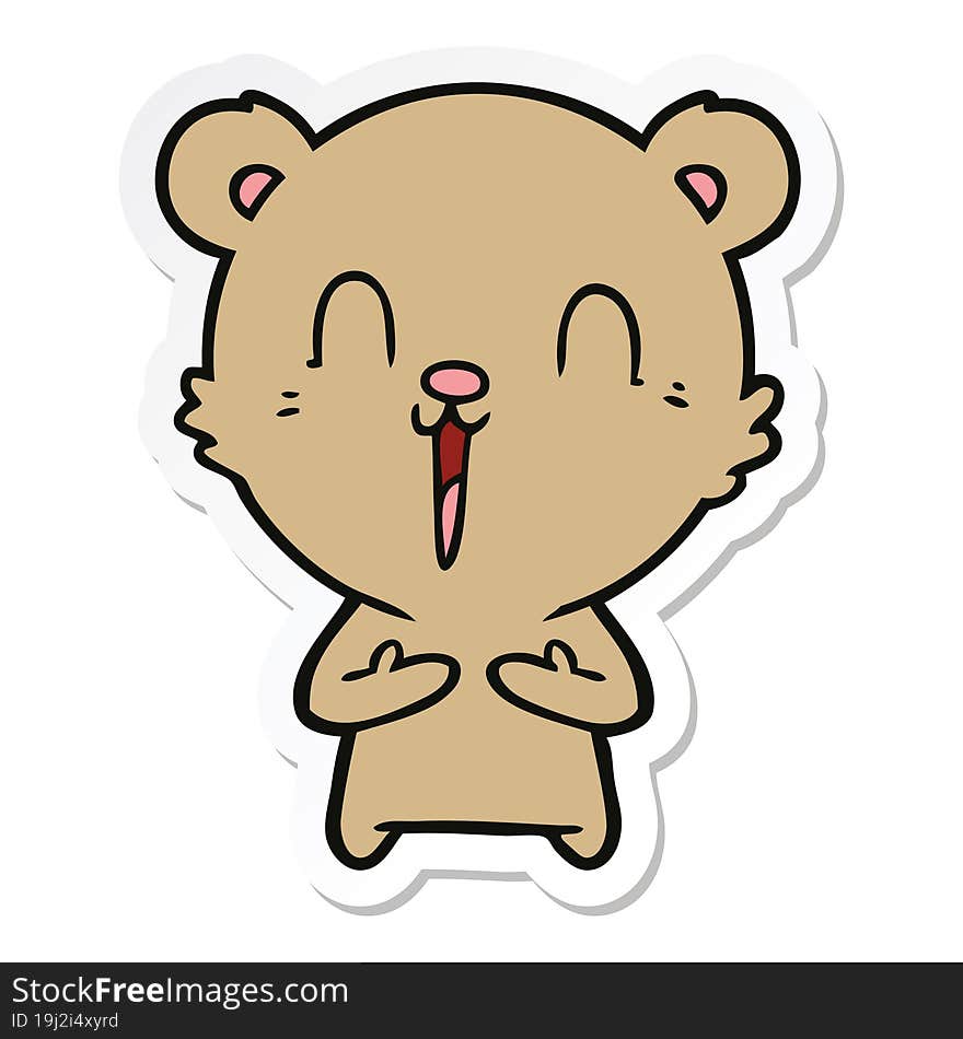 sticker of a happy cartoon bear