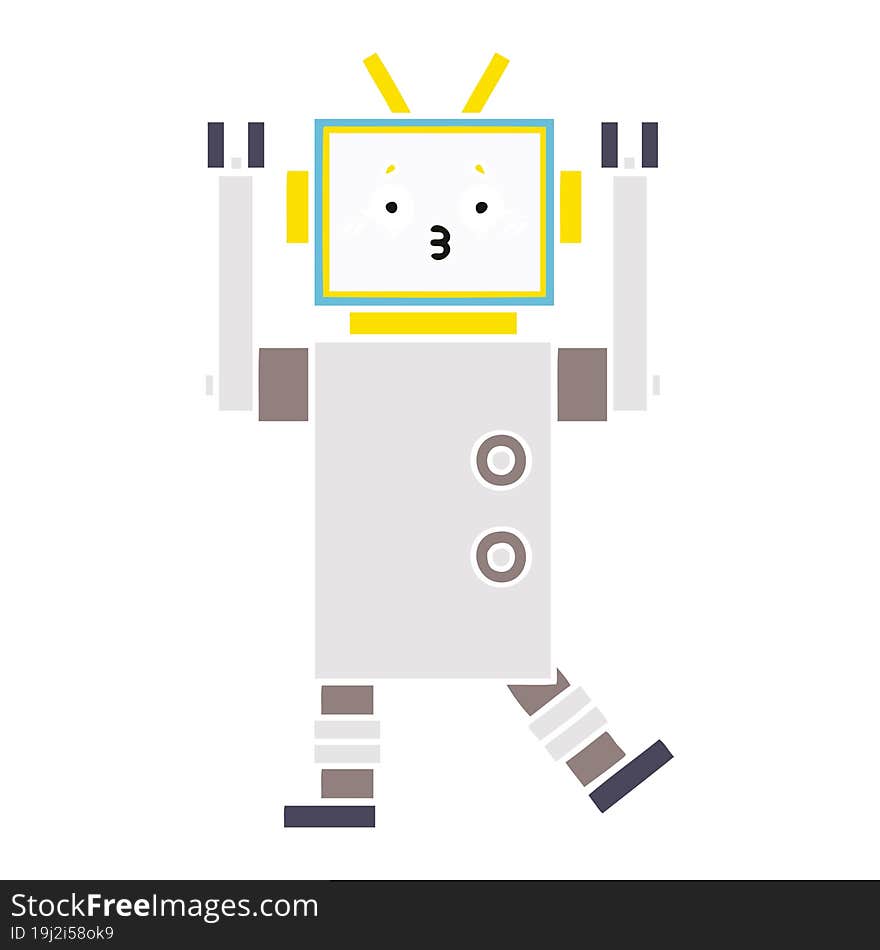 flat color retro cartoon of a robot