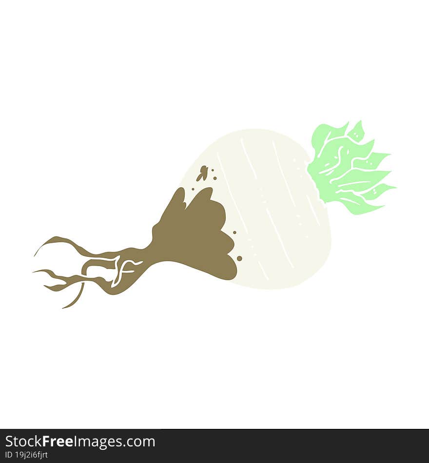 Flat Color Illustration Of A Cartoon Turnip