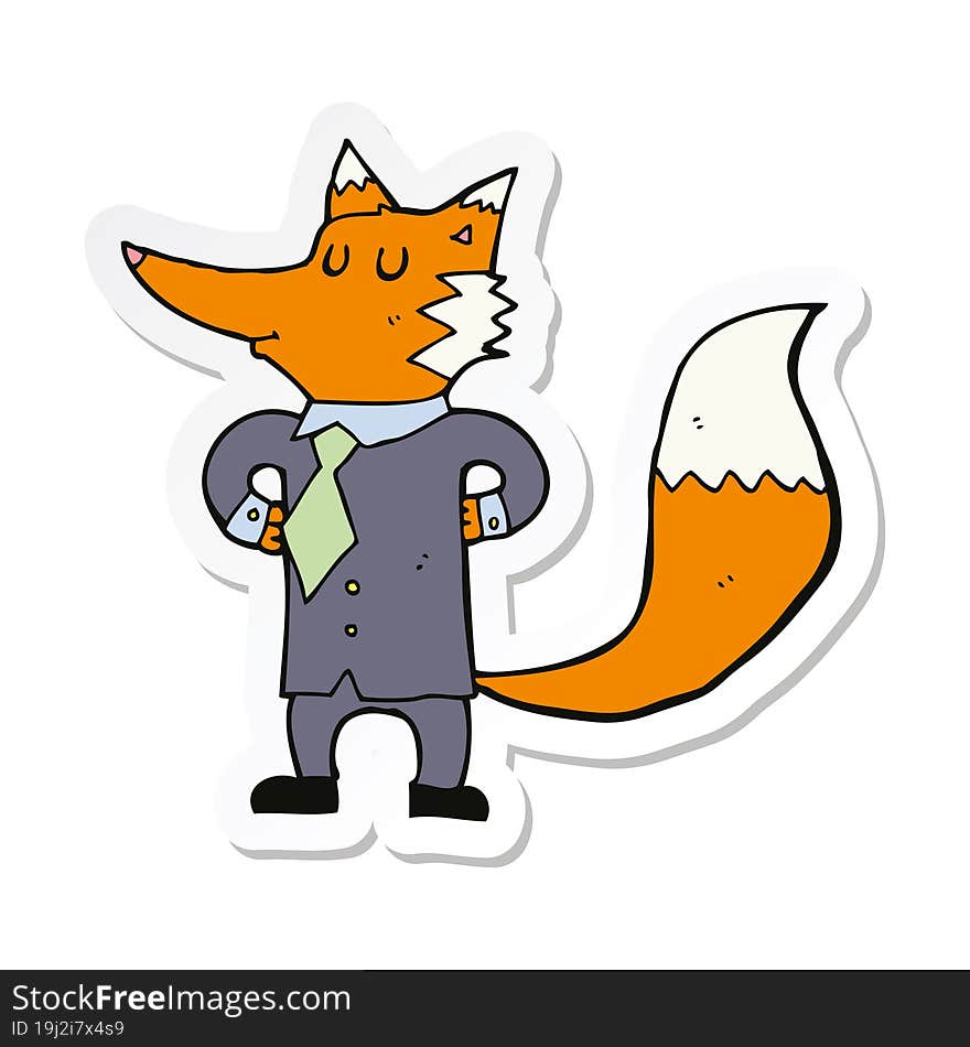 sticker of a cartoon fox businessman