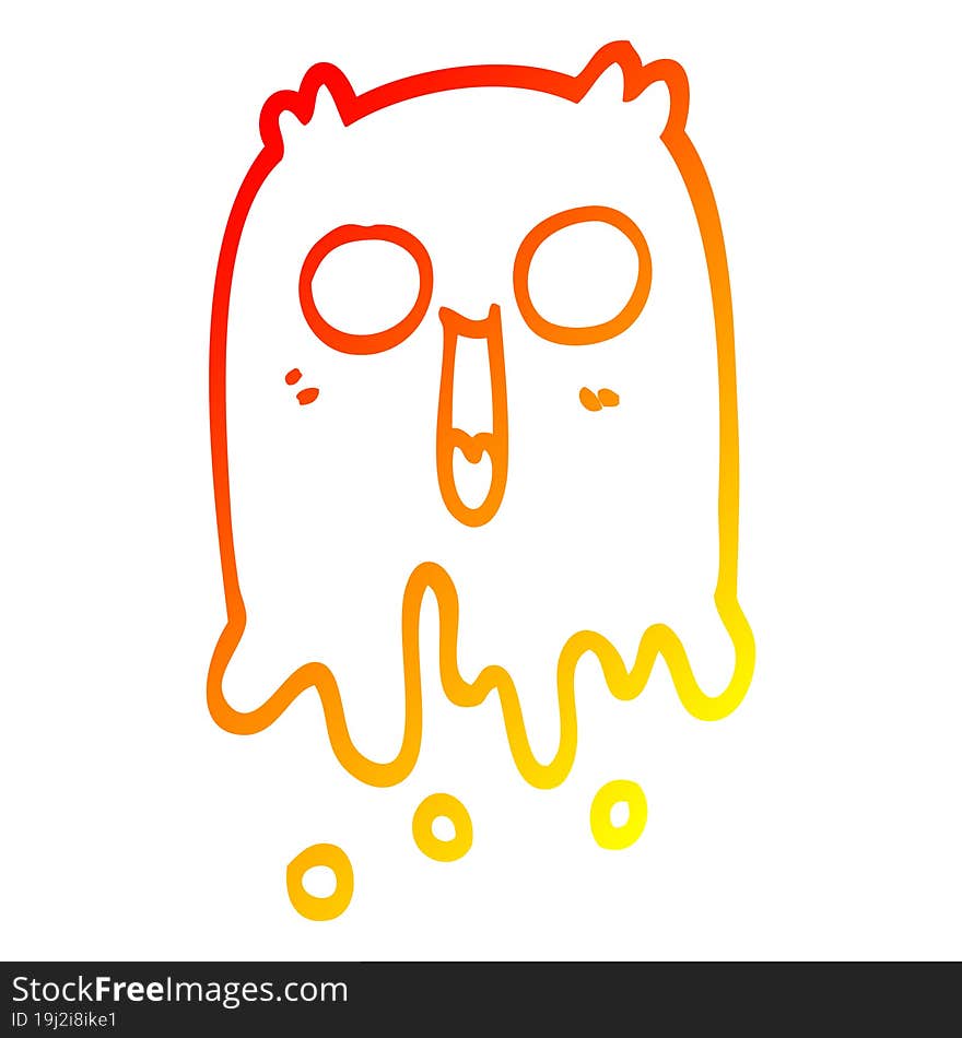 warm gradient line drawing of a cartoon spooky ghost