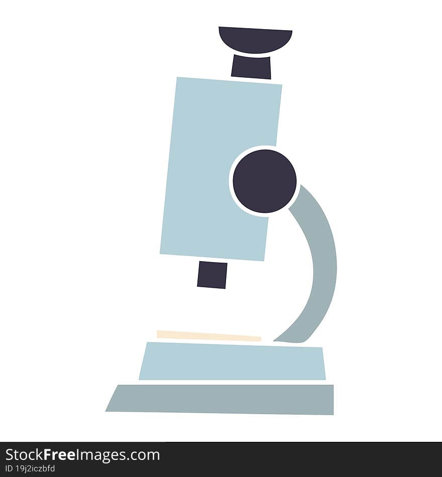 flat color retro cartoon of a science microscope