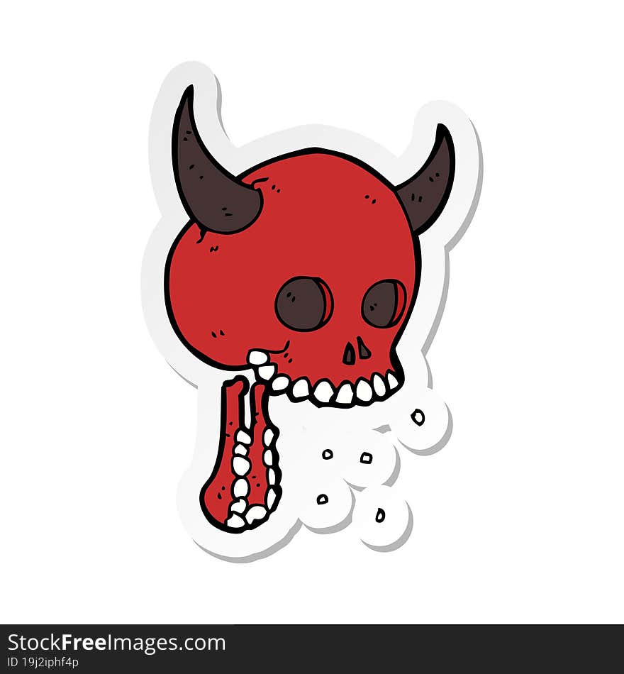 Sticker Of A Cartoon Spooky Skull