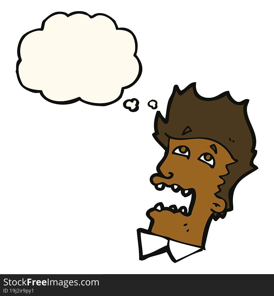 Cartoon Frightened Man With Thought Bubble