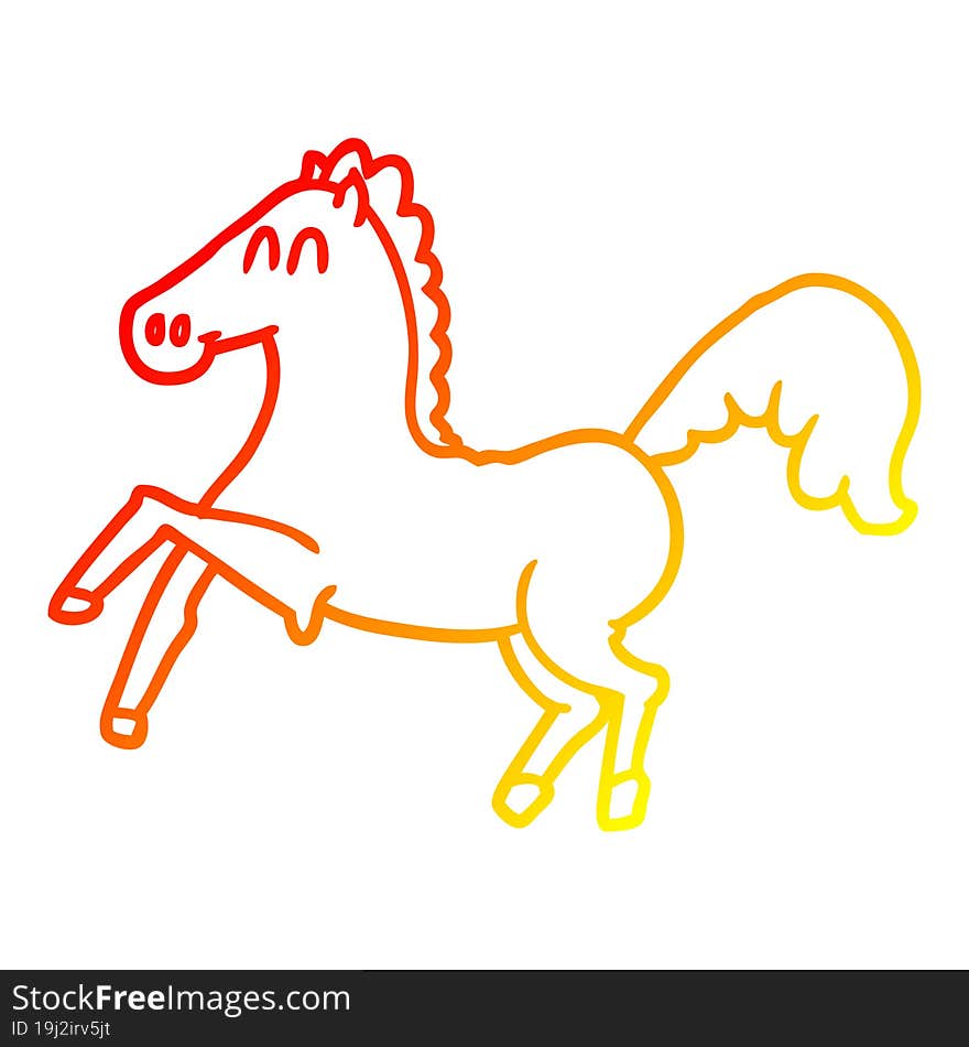 Warm Gradient Line Drawing Cartoon Horse Rearing Up