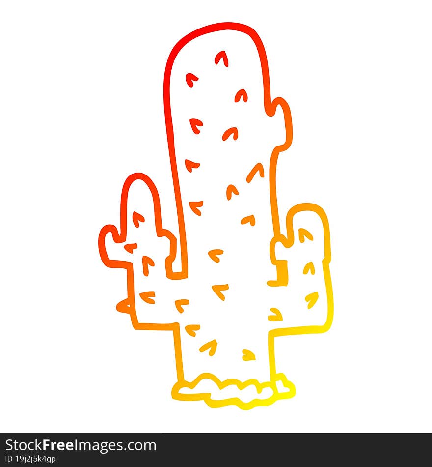 Warm Gradient Line Drawing Cartoon Cactus