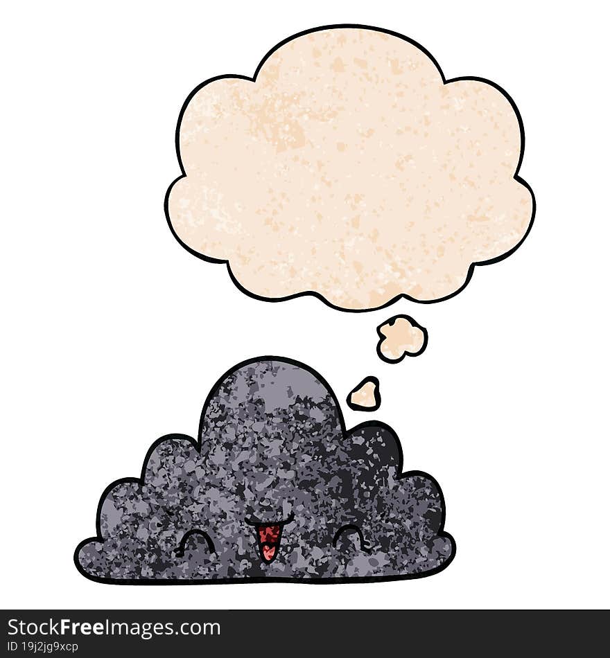 cute cartoon cloud and thought bubble in grunge texture pattern style