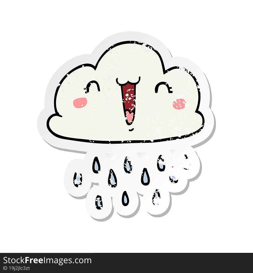 distressed sticker of a cartoon storm cloud