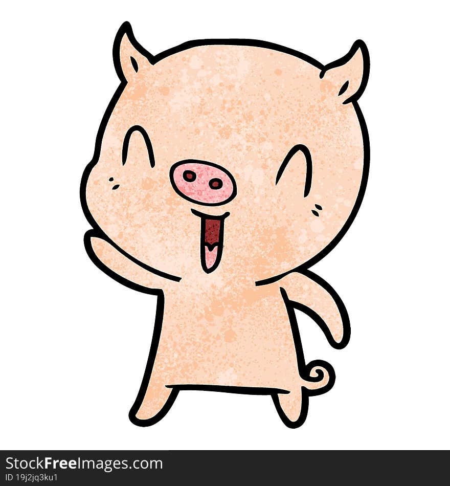 happy cartoon pig. happy cartoon pig