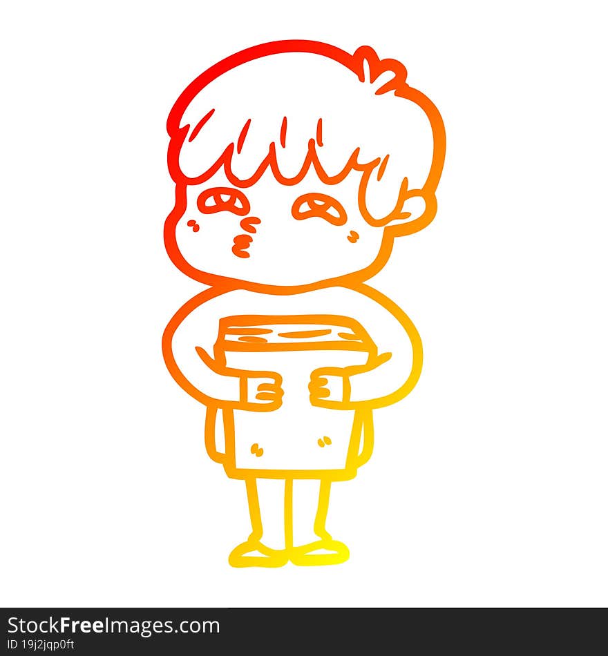 Warm Gradient Line Drawing Cartoon Curious Man