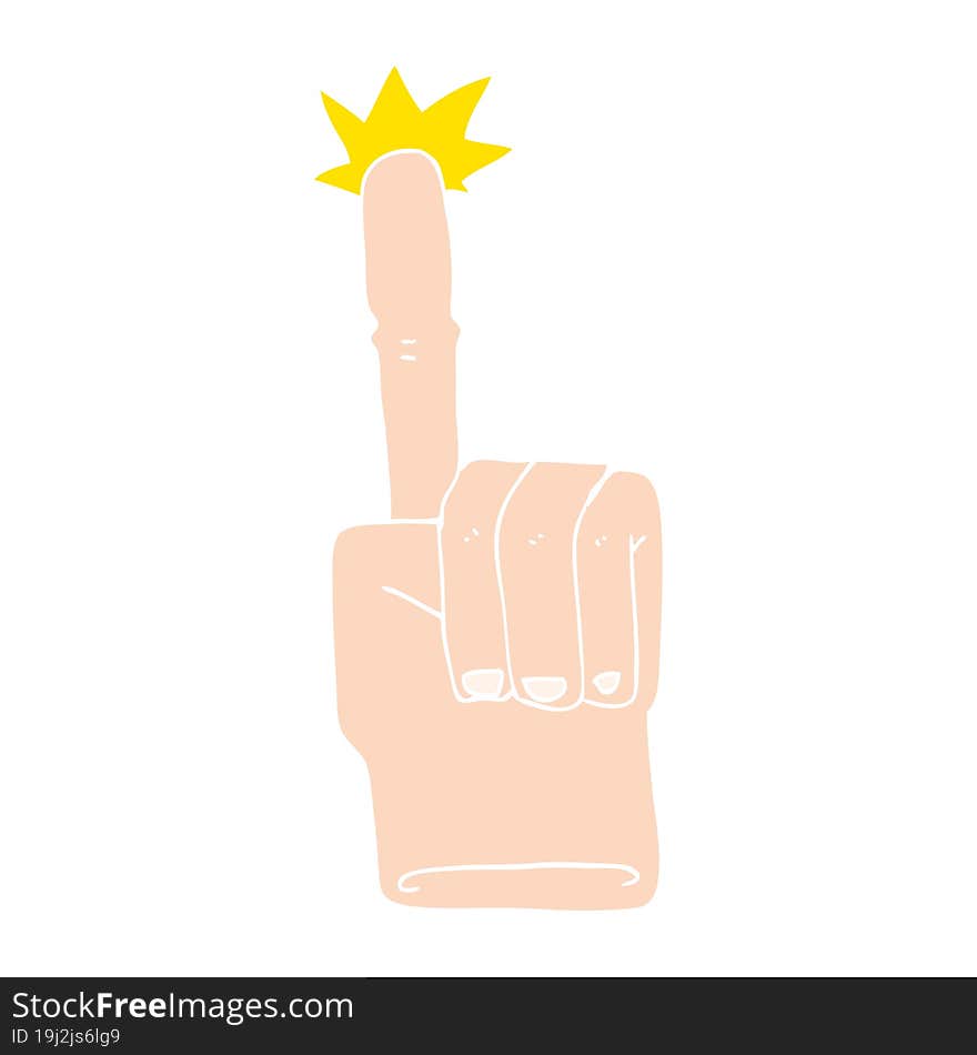 flat color illustration of a cartoon pointing hand