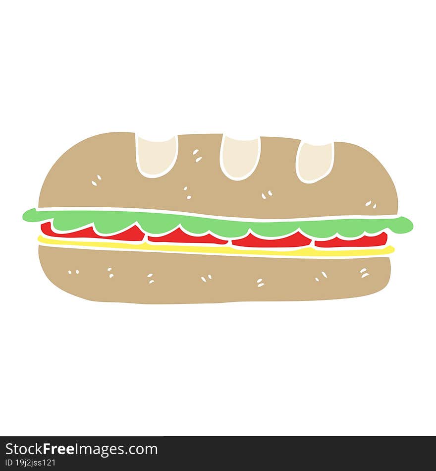 flat color illustration of a cartoon huge sandwich