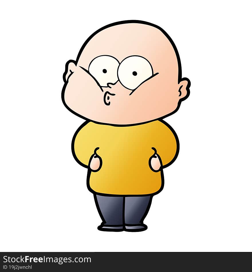 cartoon bald man staring. cartoon bald man staring