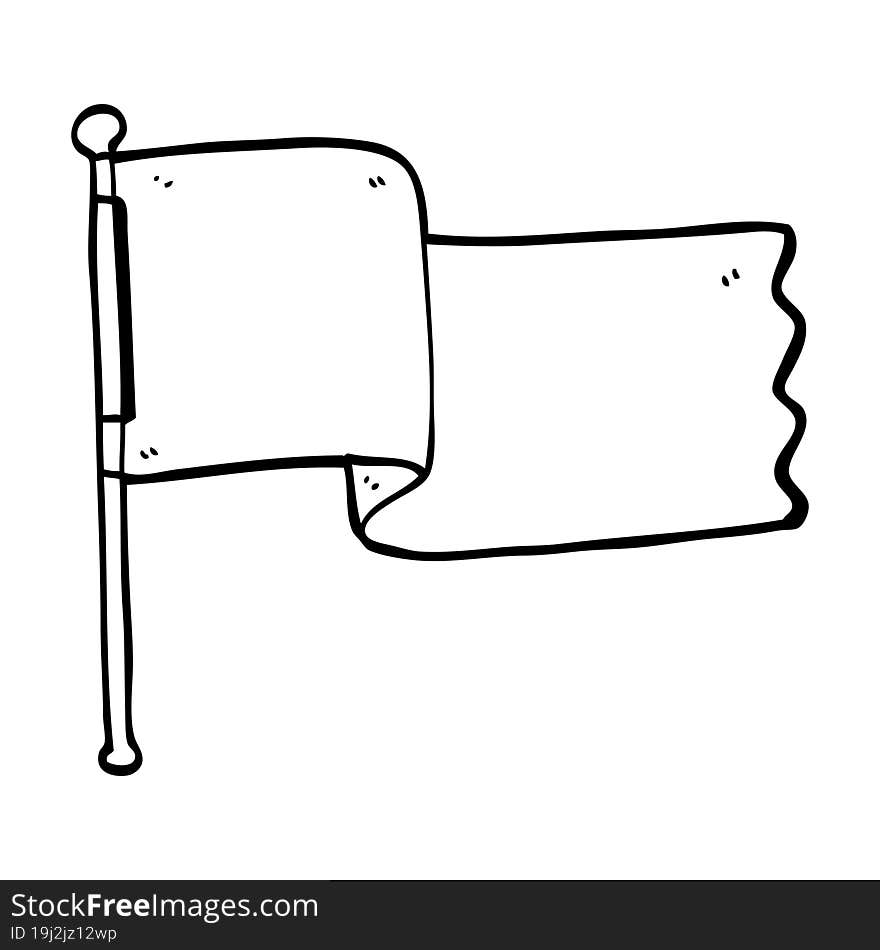 Line Drawing Cartoon White Flag Waving