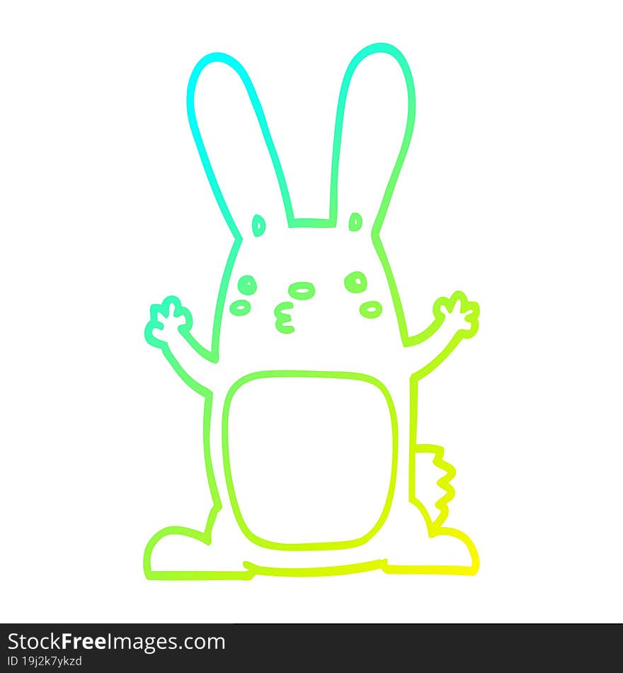 cold gradient line drawing of a cartoon rabbit