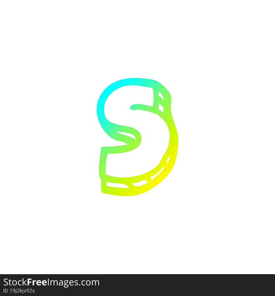 cold gradient line drawing of a cartoon letter s