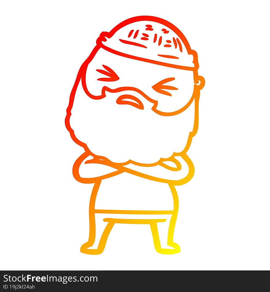 warm gradient line drawing cartoon man with beard