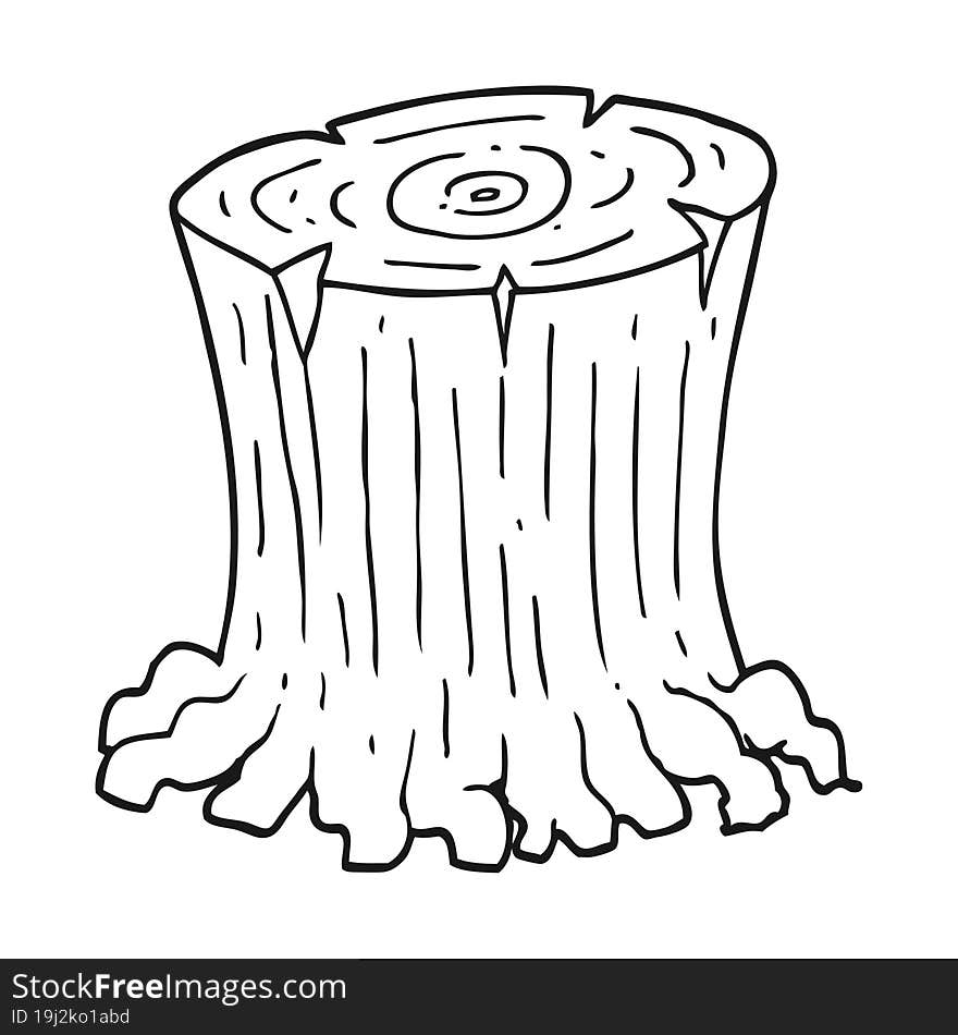 Black And White Cartoon Big Tree Stump