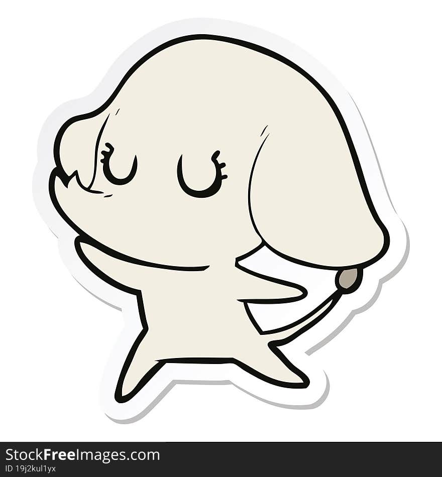 sticker of a cute cartoon elephant