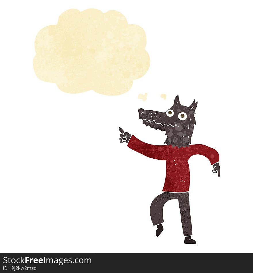 Cartoon Wolf Man With Thought Bubble