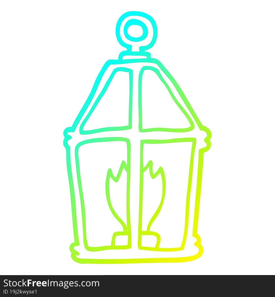 cold gradient line drawing of a cartoon lantern