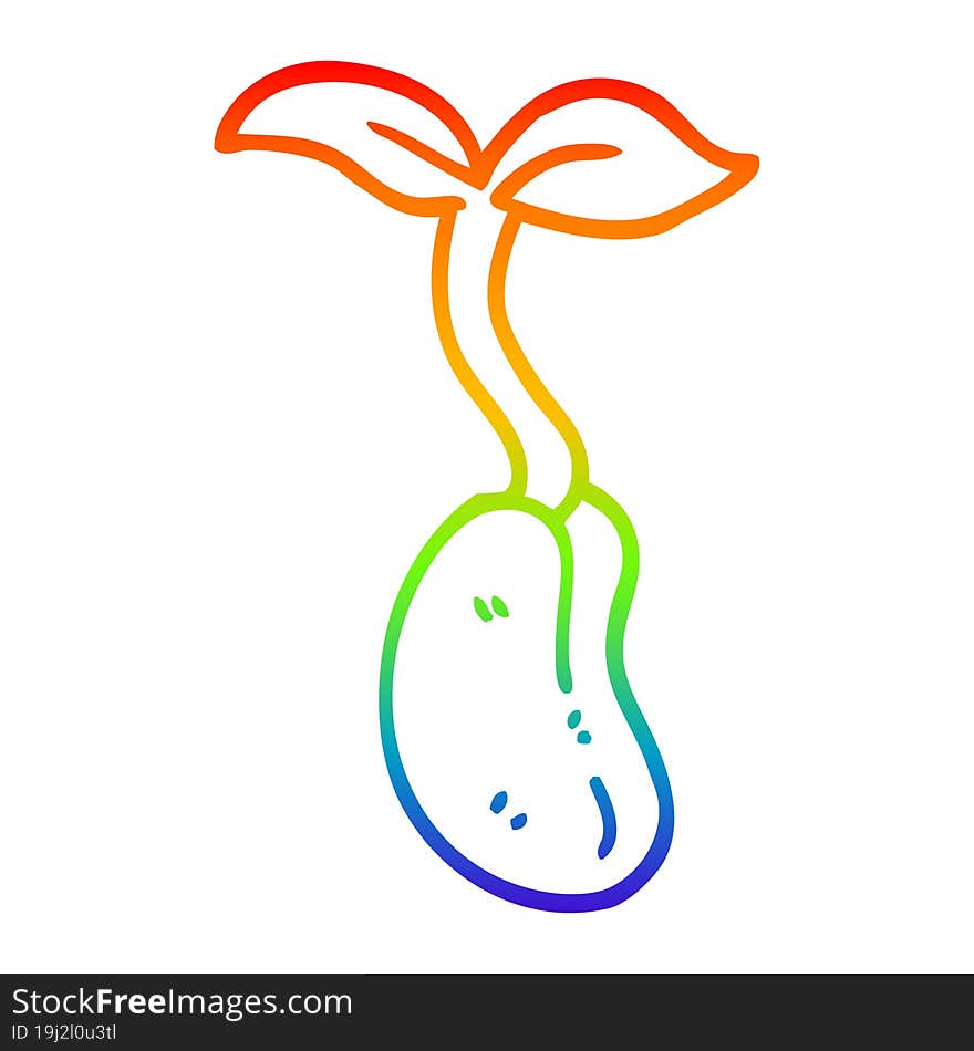 rainbow gradient line drawing cartoon seedling