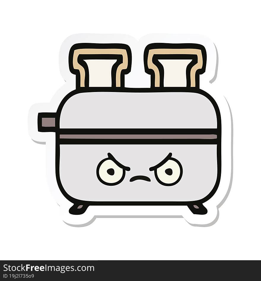 sticker of a cute cartoon of a toaster