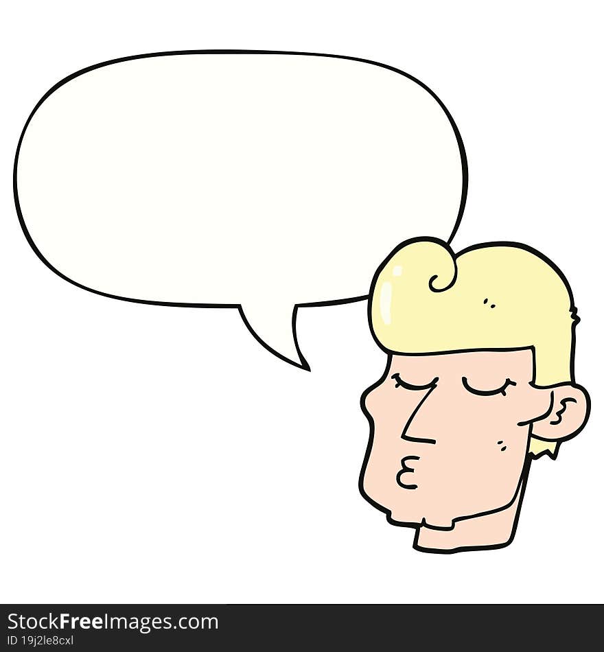 cartoon handsome man and speech bubble