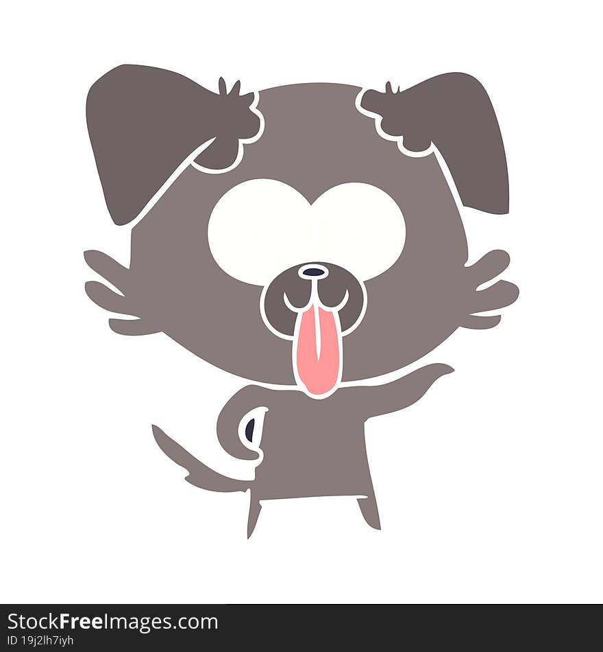 flat color style cartoon dog with tongue sticking out