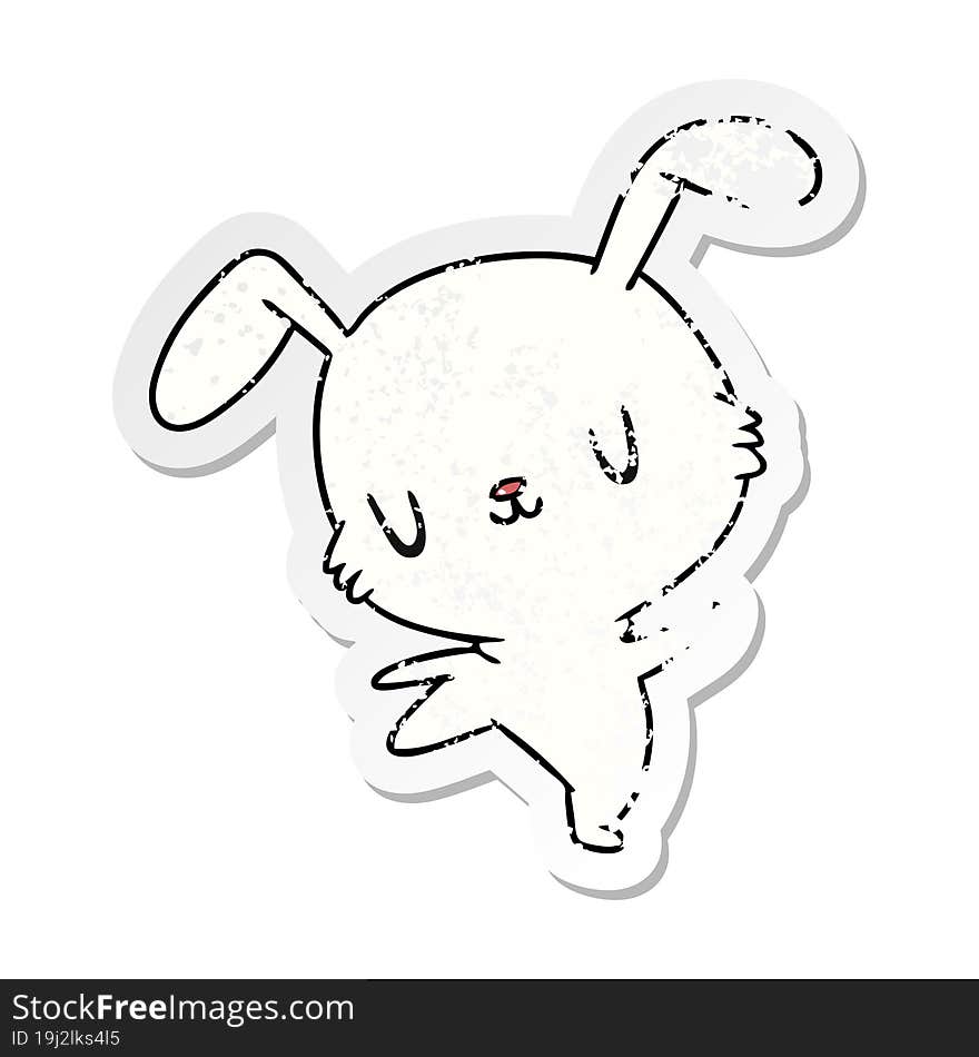 Distressed Sticker Cartoon Kawaii Cute Furry Bunny