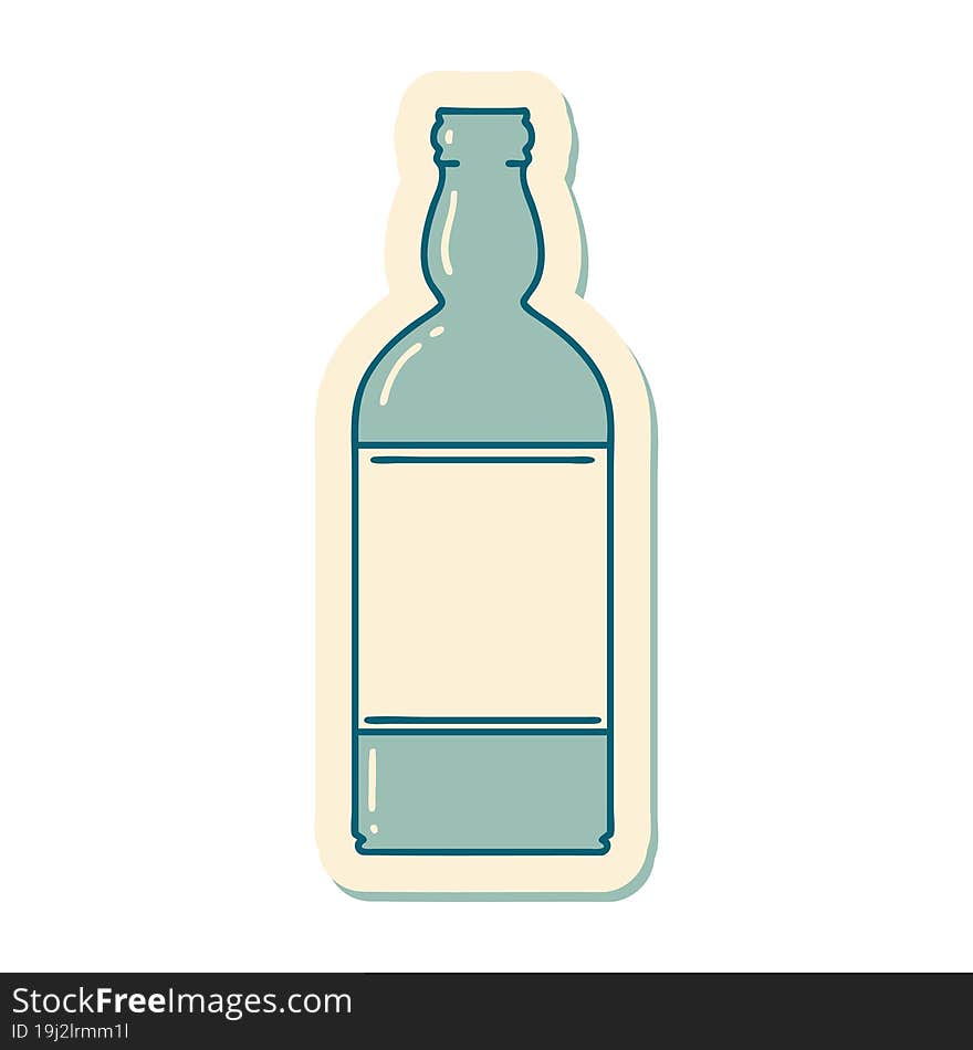 sticker of tattoo in traditional style of a bottle. sticker of tattoo in traditional style of a bottle