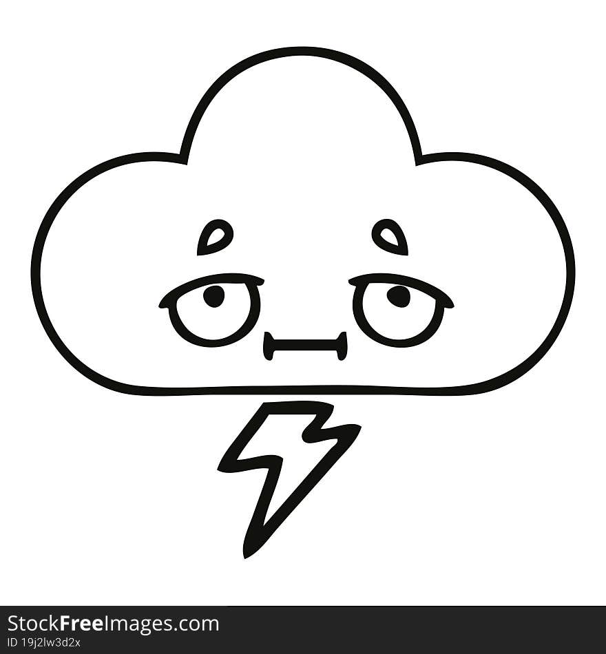 line drawing cartoon of a storm cloud