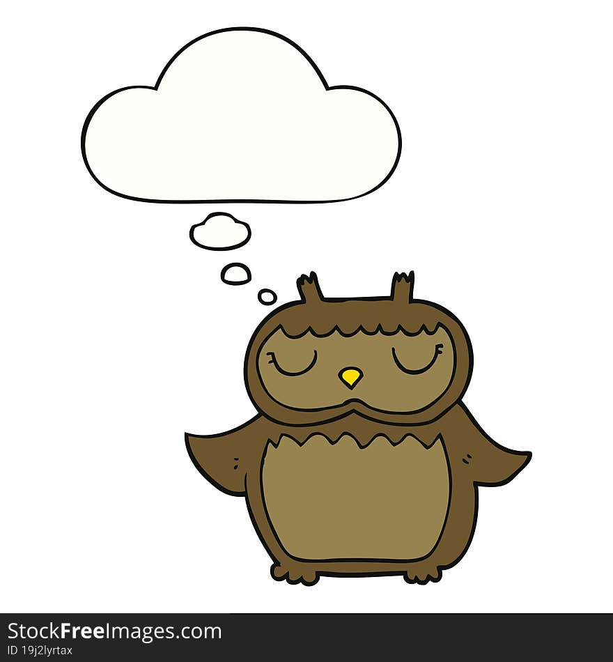 cartoon owl and thought bubble