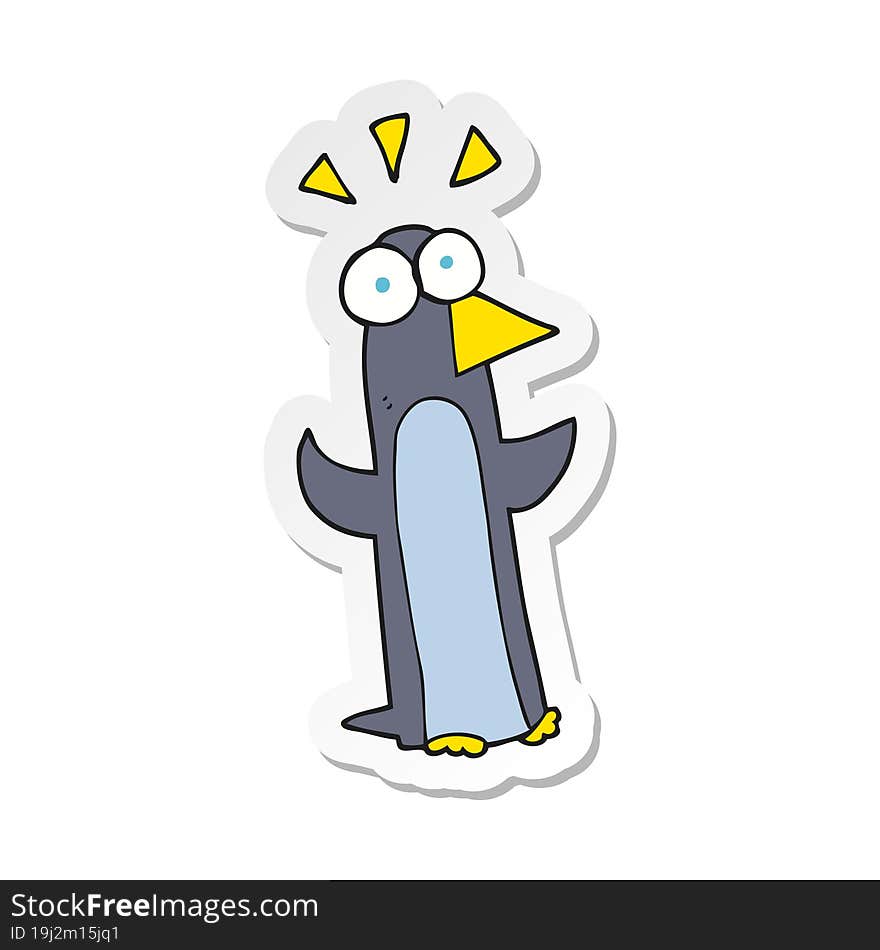 sticker of a cartoon surprised penguin