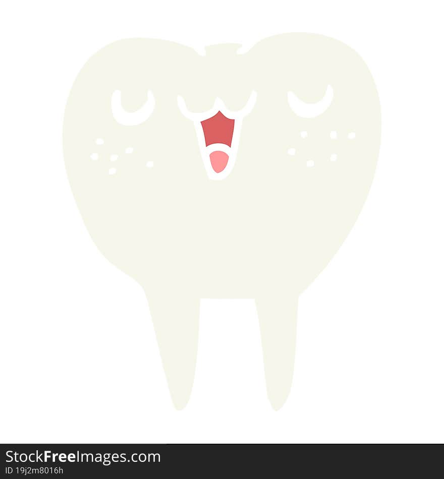 flat color style cartoon tooth