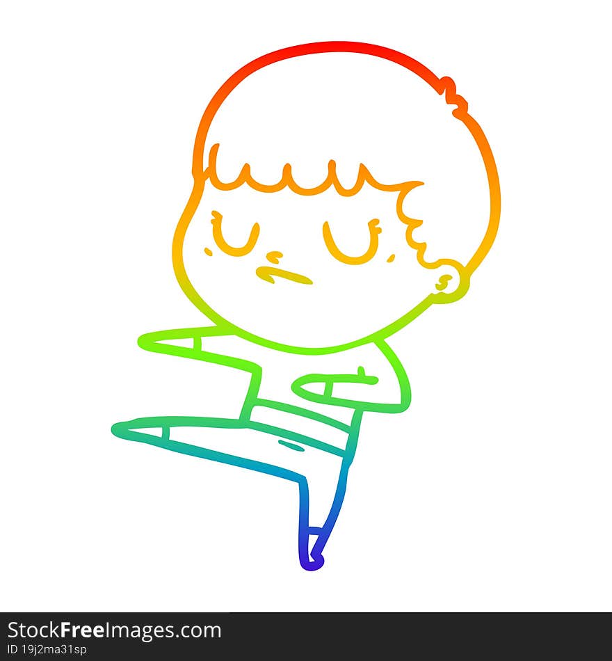 rainbow gradient line drawing cartoon grumpy boy