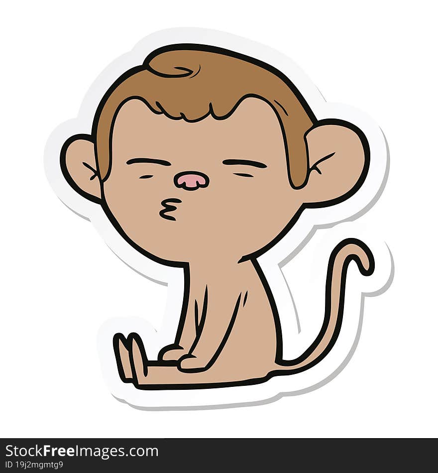 sticker of a cartoon suspicious monkey