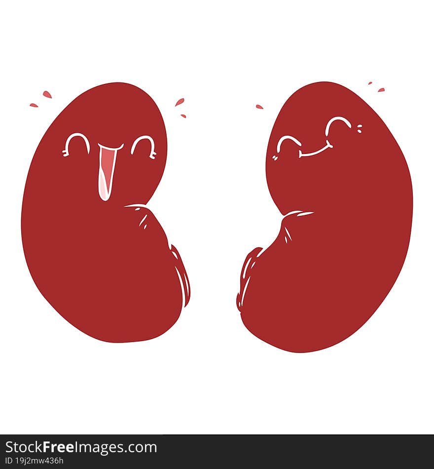 flat color style cartoon happy kidneys