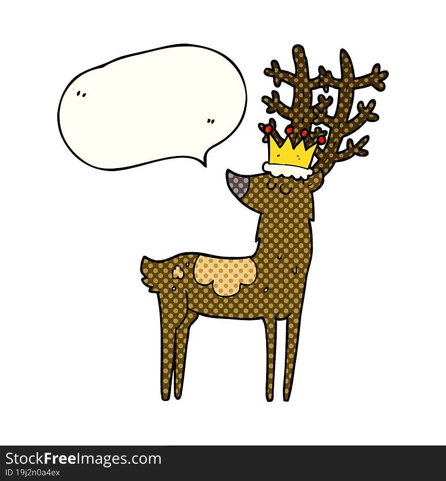 freehand drawn comic book speech bubble cartoon stag king